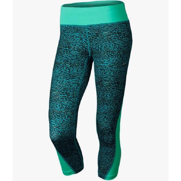 Nike Dri-Fit Racer Leopard Print Crop Radiant Leggings - Picture 1 of 8